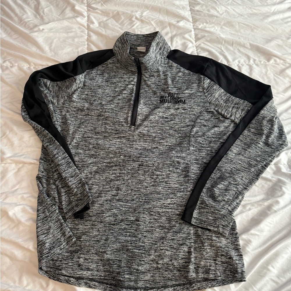 Gray and Black Quarter-Zip Pullover mellow mushroom